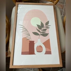 Modern MCM Plants Vase Sun Wall Art